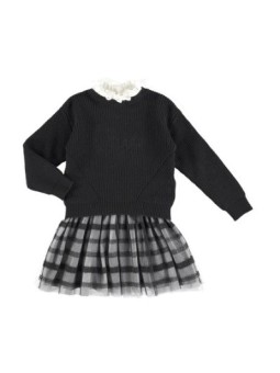 Vestito tricot con tulle